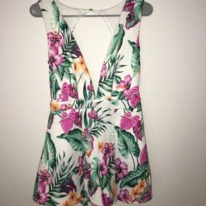 Floral V plunge romper